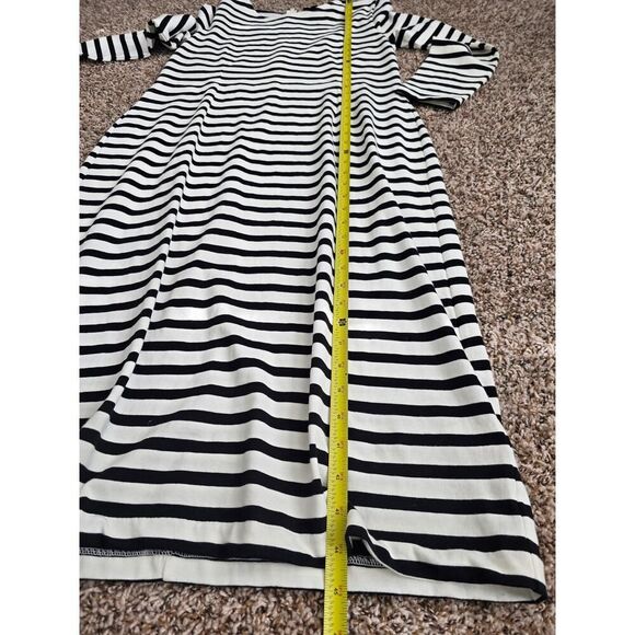 J.Crew Black & White Stripe Long Sleeve Midi Dress | Size 12 Cotton Preppy - Picture 6 of 8